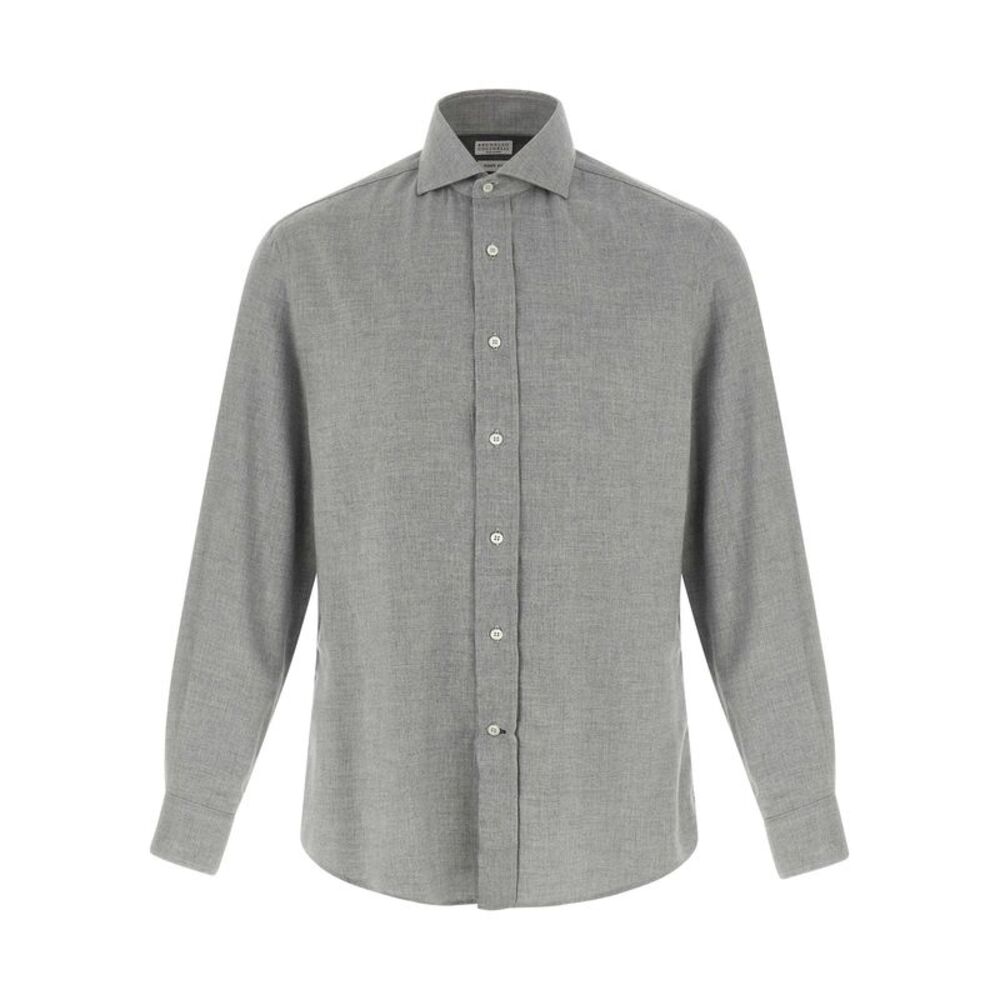 Brunello Cucinelli Gray Cotton Men's Blouse